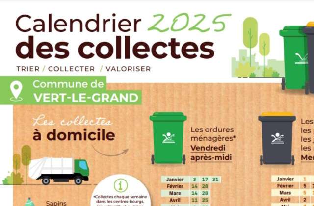 Modalités et calendriers de collecte de janvier à décembre 2025